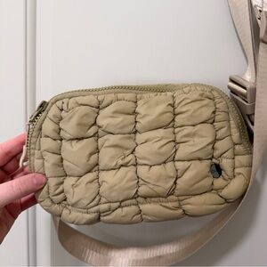 Puffy Quilted Tan Crossbody Bag